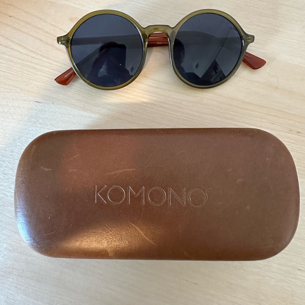 Komono Olive Green Sunglasses with Brown Case